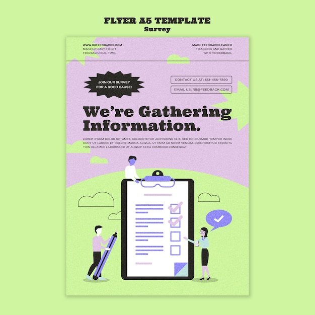 Duotone flat design survey template