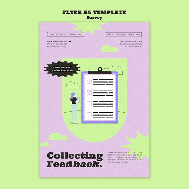 Duotone flat design survey template