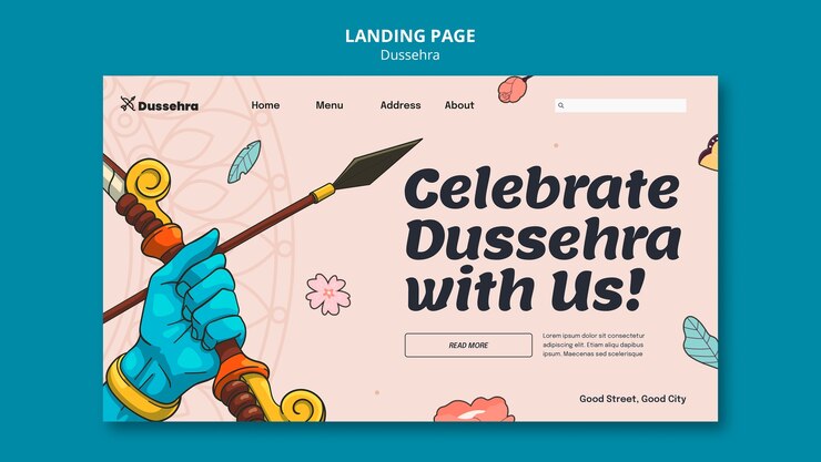 मुफ़्त PSD dussehra celebration landing page template