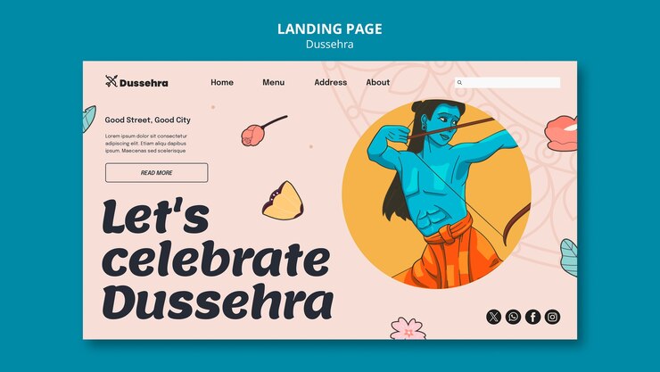 मुफ़्त PSD dussehra celebration landing page template