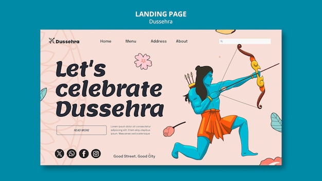 Free PSD dussehra celebration landing page template