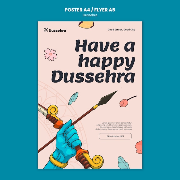 무료 PSD dussehra 축하 포스터 템플릿