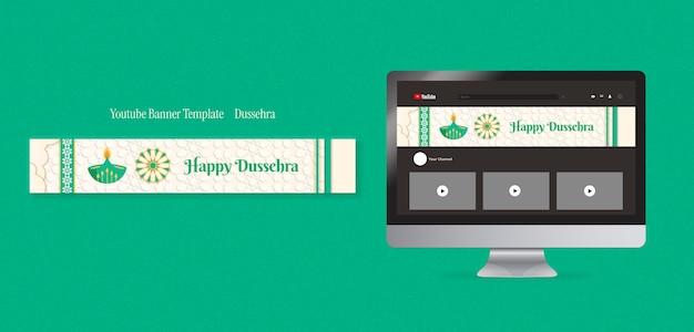 Dussehra celebration youtube banner free PSD, download for PSD, free to download, download free PSD