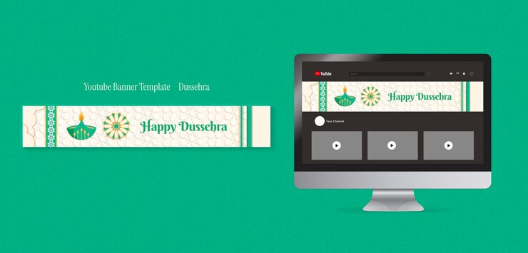 मुफ़्त PSD dussehra celebration youtube banner