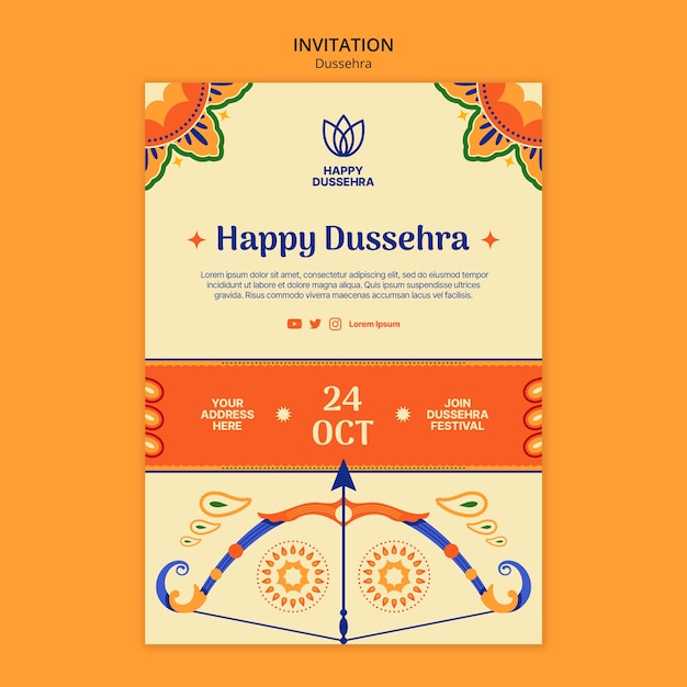 Free PSD dussehra template design