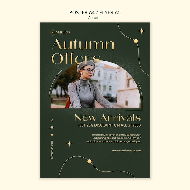 Free PSD dynamic autumn sale flyer template