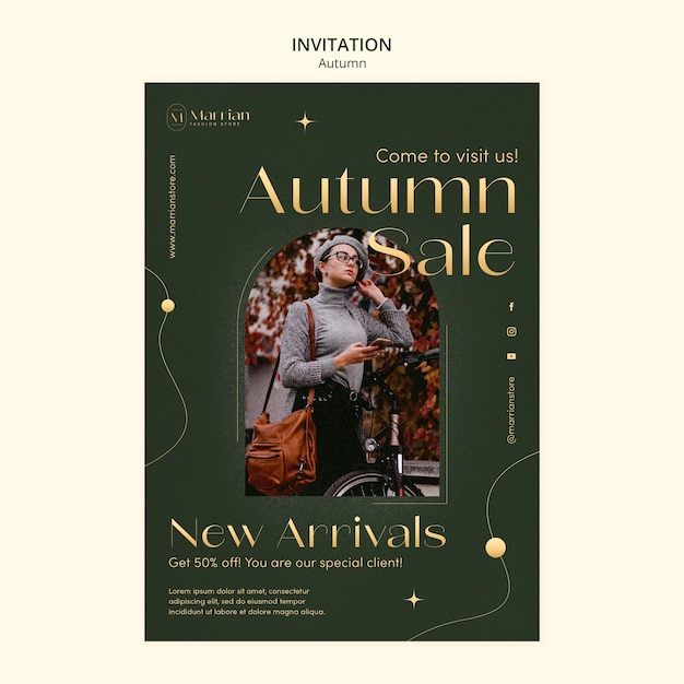 Free PSD dynamic autumn sale invitation template