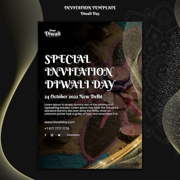 Free PSD dynamic diwali celebration invitation template