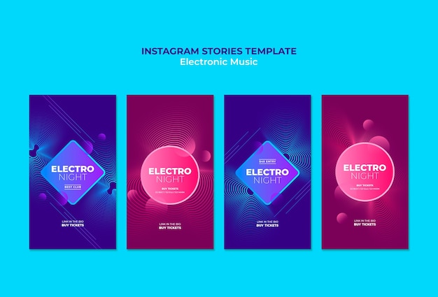 PSD gratuito storie di instagram di musica elettronica dinamica