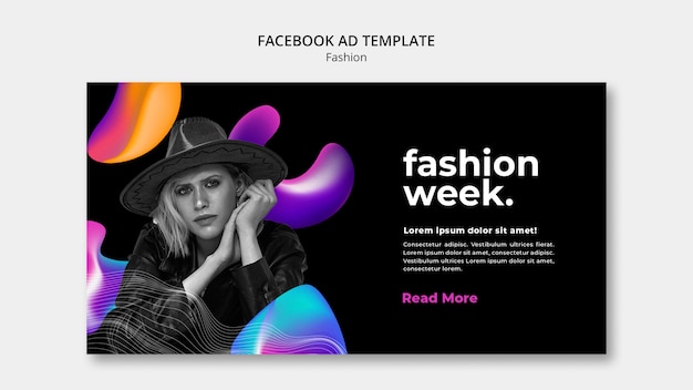 PSD gratuito modello facebook dinamico per la settimana della moda