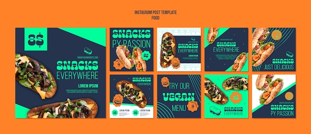 Free PSD dynamic lines delicious food instagram posts