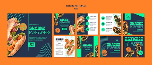 Free PSD dynamic lines delicious food instagram posts