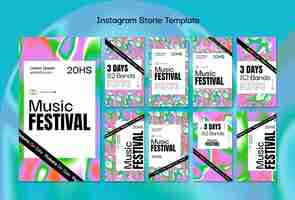 Бесплатный PSD Инстаграм-истории фестиваля динамической музыки