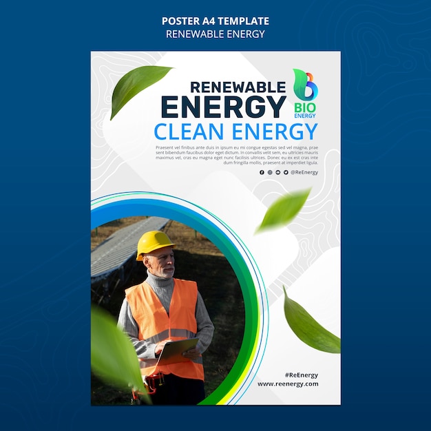 Free PSD dynamic renewable energy poster