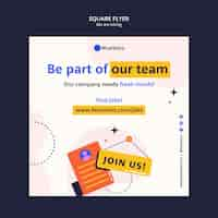 Free PSD dynamic shapes hiring concept square flyer