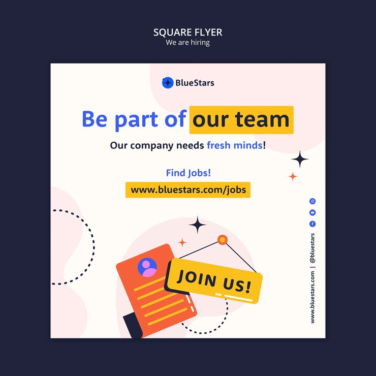 मुफ़्त PSD dynamic shapes hiring concept square flyer
