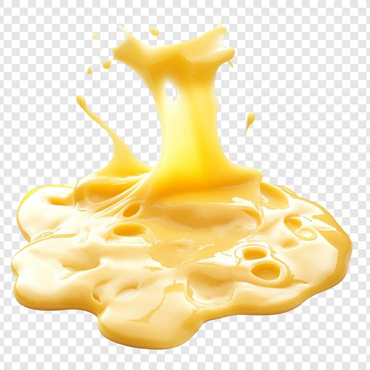 Free PSD dynamic splash of creamy yellow liquid