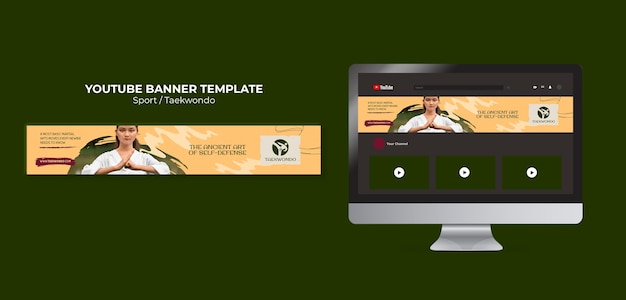 Free PSD dynamic taekwondo youtube banner template