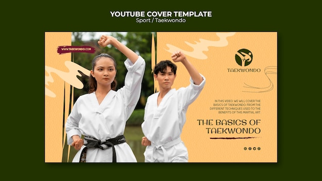 PSD gratuito modello di copertina youtube dinamico per taekwondo