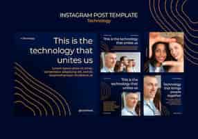 Free PSD dynamic technology concept  instagram posts