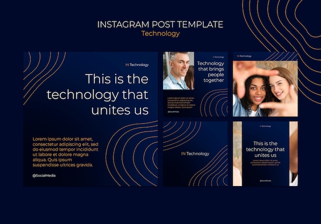 Free PSD dynamic technology concept  instagram posts