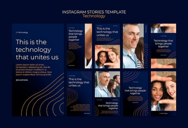 Free PSD dynamic technology concept instagram stories