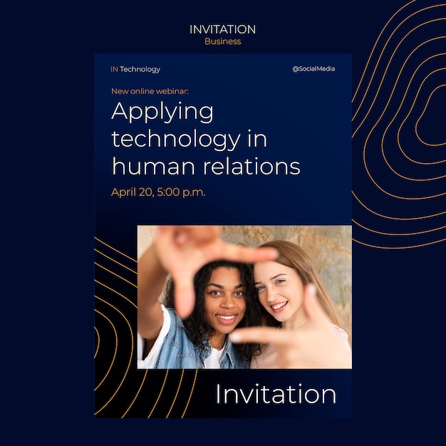 Dynamic technology concept invitation template – Free PSD Download