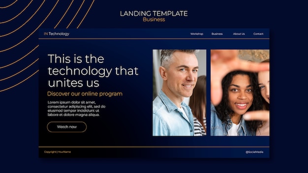 Free PSD dynamic technology concept landing page
