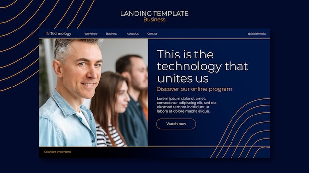 Free PSD dynamic technology concept landing page