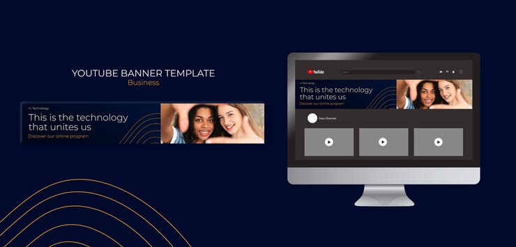 Free PSD dynamic technology concept youtube banner