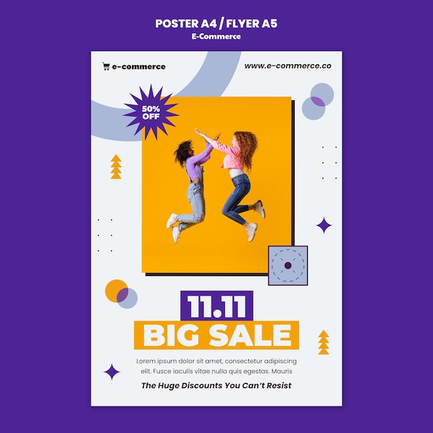 PSD gratuito modello di poster di grande vendita di e-commerce