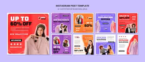 PSD gratuito modello di post di instagram per attività di e-commerce