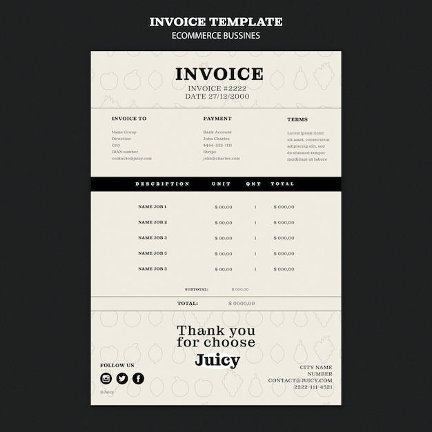 Free PSD e-commerce business invoice template