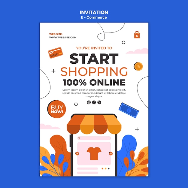 E-commerce concept invitation template