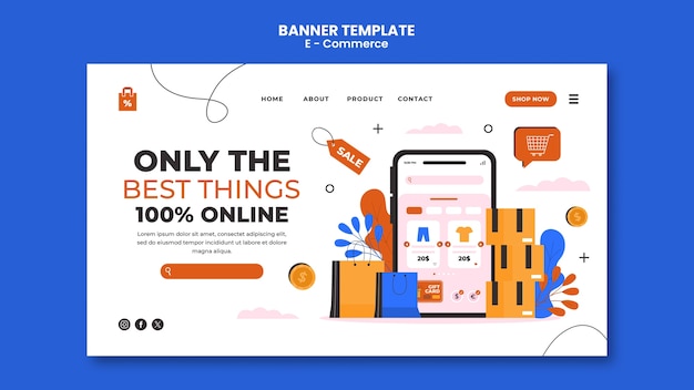 E-commerce concept landing page template