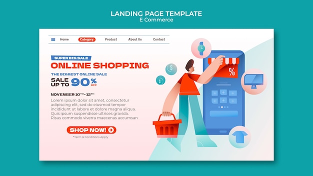 Free PSD e-commerce concept landing page template