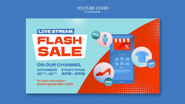 PSD gratuito concetto di e-commerce copertina youtube