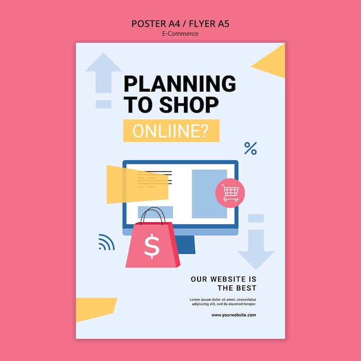 Free PSD e-commerce flat design poster template