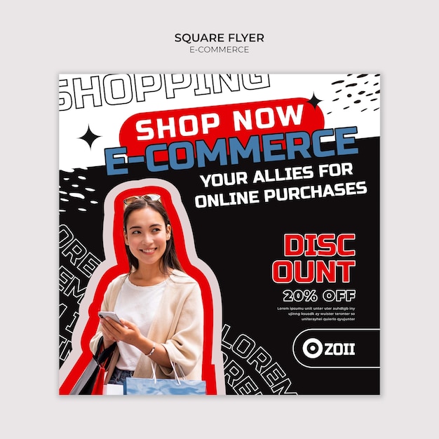 Free PSD e-commerce platform square flyer