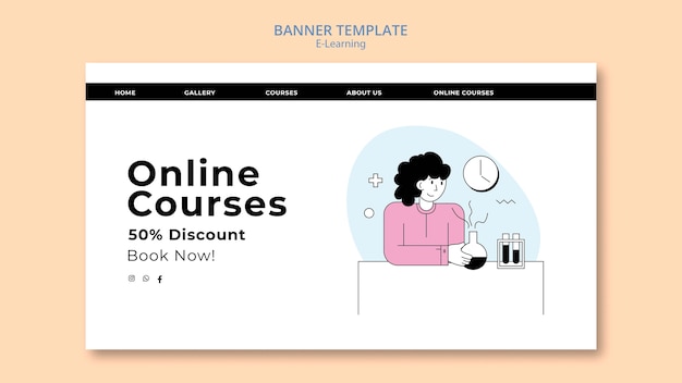 E ラーニングとオンライン クラスのランディング ページ テンプレート