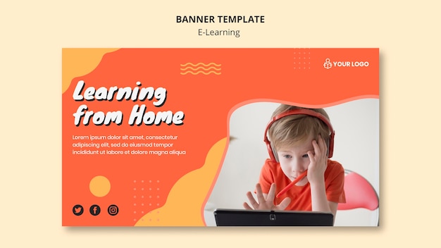 Free PSD e learning banner template design