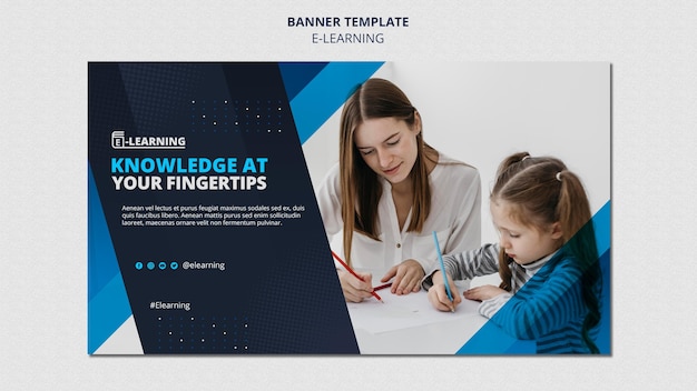 E-learning banner template design free PSD, download for PSD, free to download, download free PSD