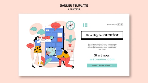 Дизайн шаблона баннера электронного обучения