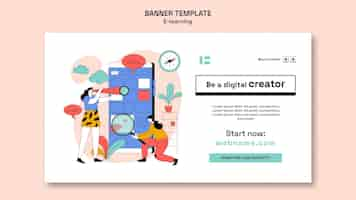 PSD gratuito modello di banner per l'e-learning
