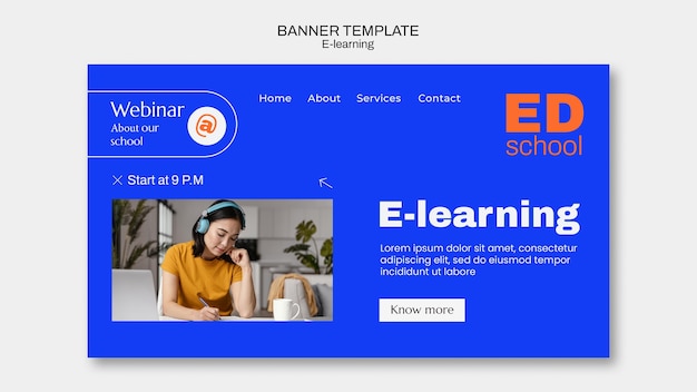 Free PSD e-learning banner template design