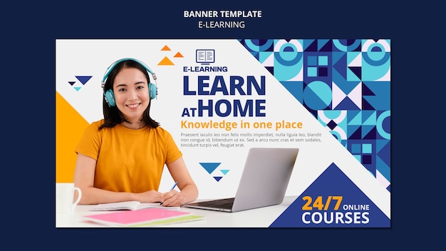 Free PSD e-learning banner template design