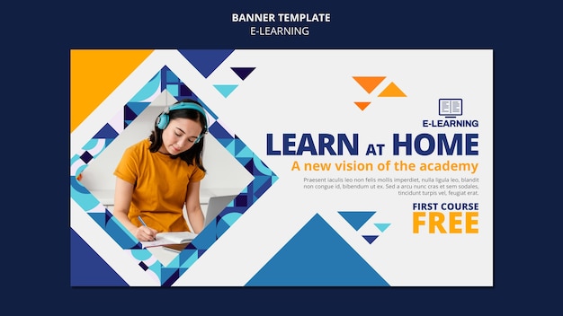 Free PSD e-learning banner template design