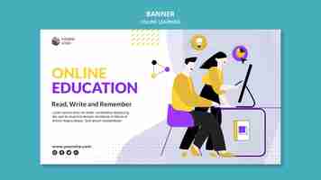 Free PSD e-learning banner template illustrated