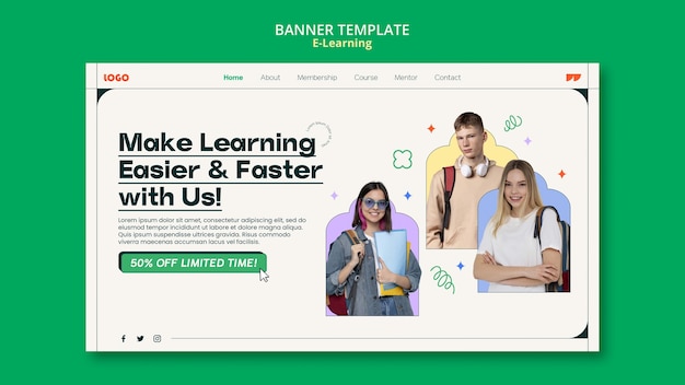 Free PSD e-learning concept banner template