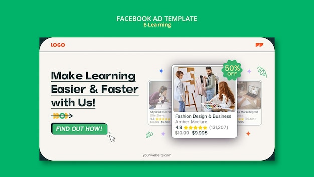 Free PSD e-learning concept facebook template